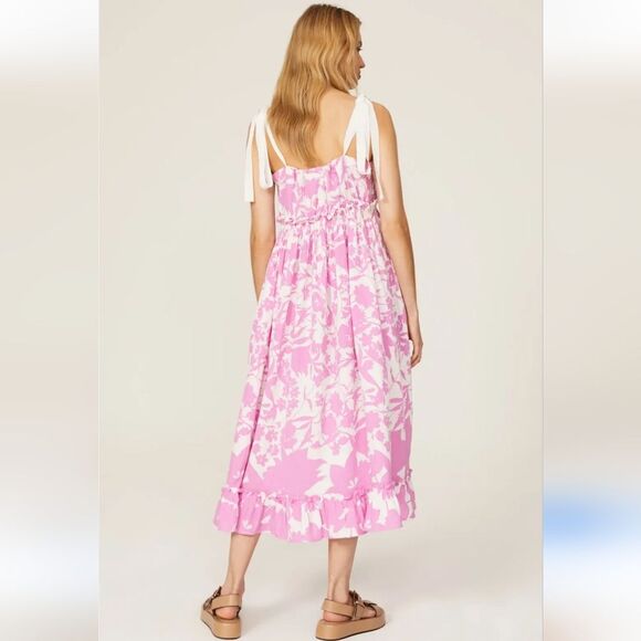 Peter Som Pink Floral Midi Dress Size 8 - Picture 3 of 8